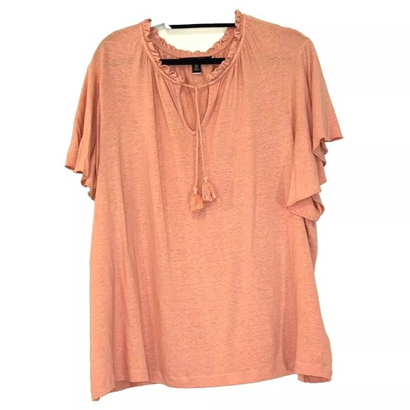 Lauren Ralph Lauren Flutter Sleeve Peasant Top plus size 3X - Picture 3 of 12